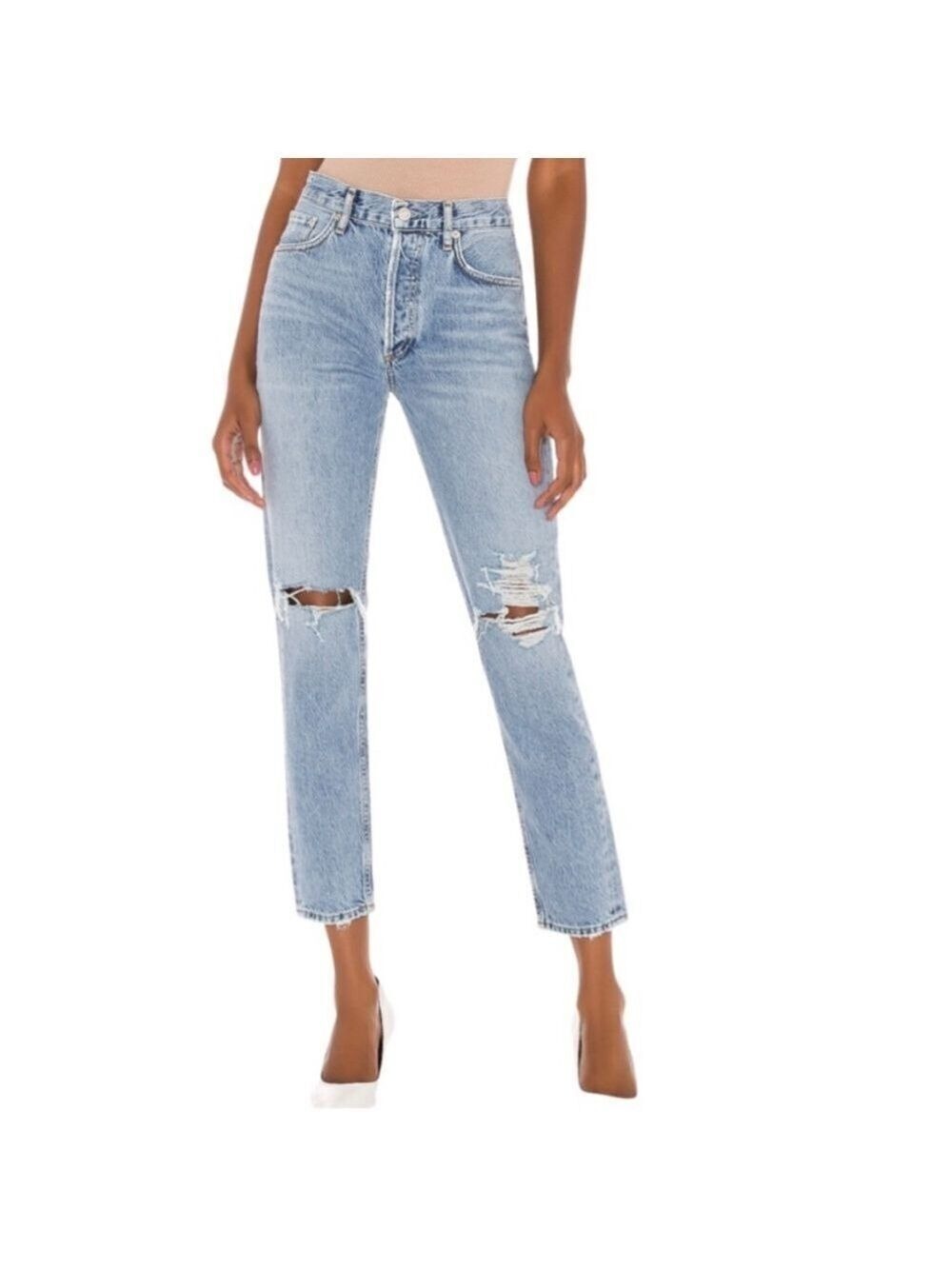 Agolde Jamie High Rise Classic Jeans Distressed Denim Size 26